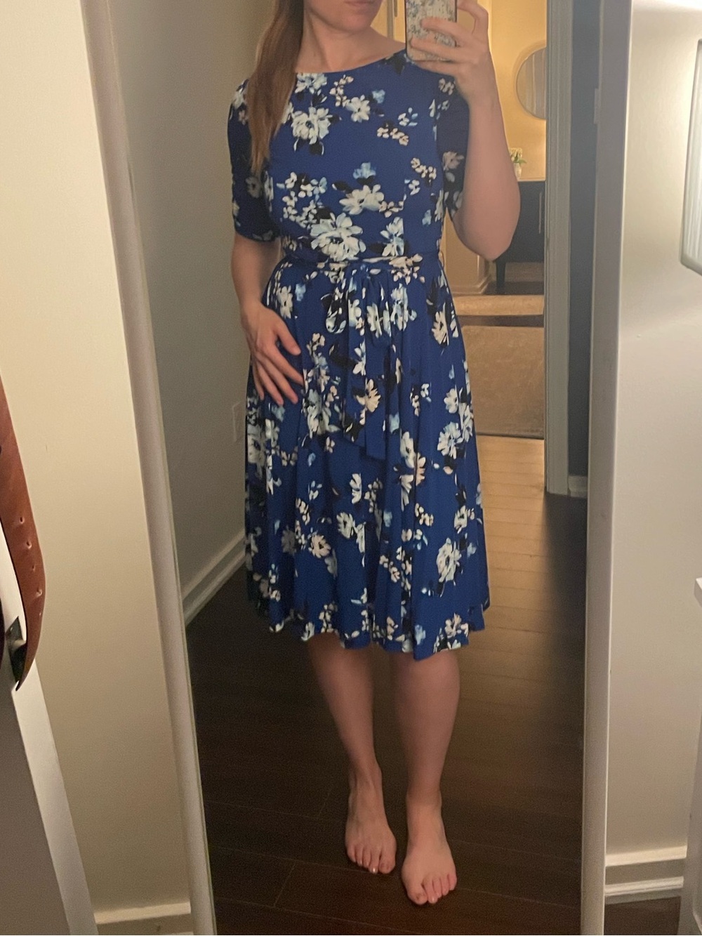 Jessica Howard Blue Floral Tie-Waist Women’s Dress